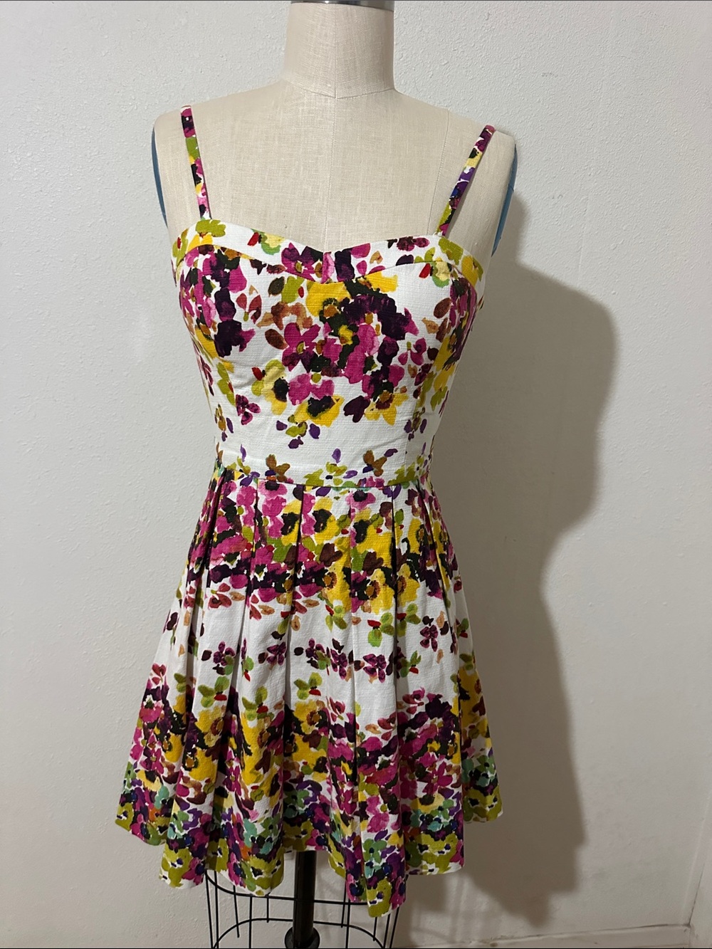 Guess White Floral Mini Dress with Pink and Yellow Print